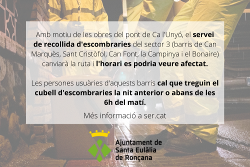 Avís servei escombraries
