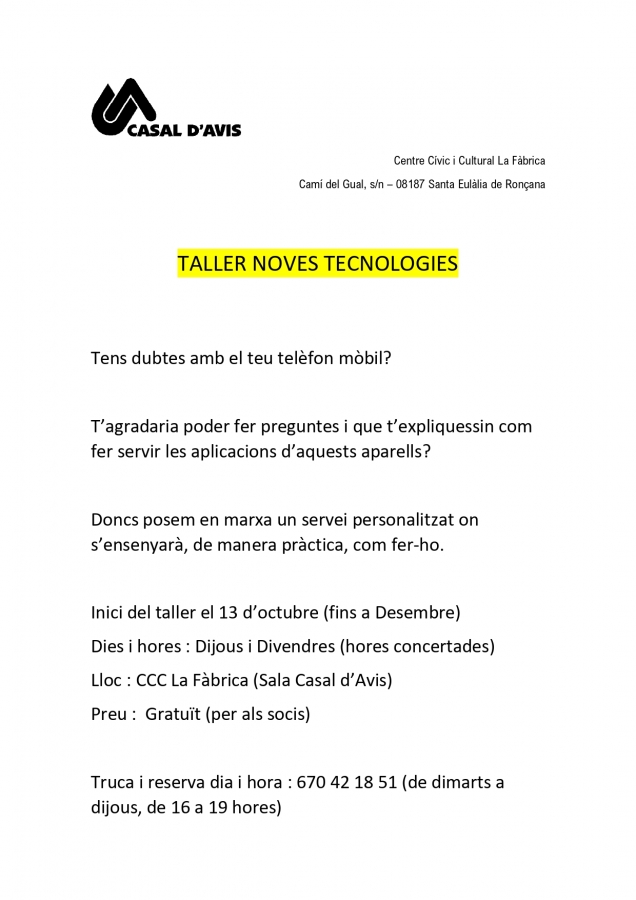 Taller noves tecnologies