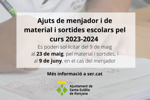 Ajuts menjador i material i sortides escolars 23-24