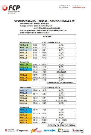 Horaris Open 28 abril