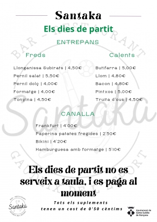 Carta bar (dies de partit)