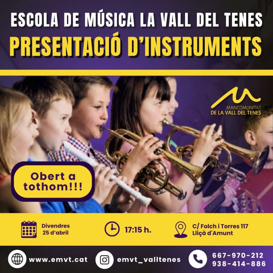Presentació d'instruments Escola de Música La Vall del Tenes