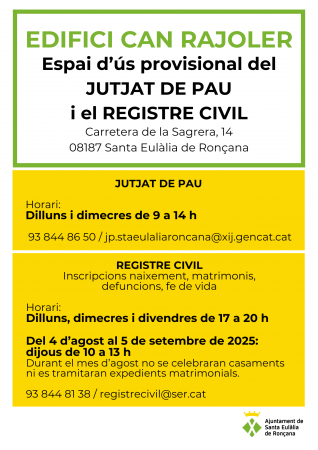 Jutjat de pau i Registre civil