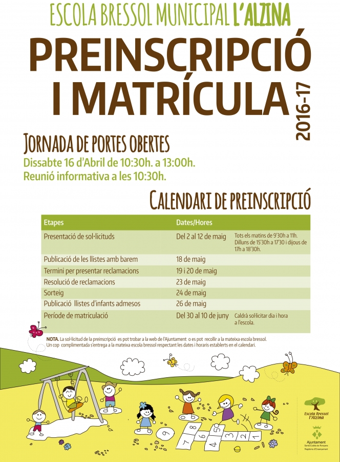 Preinscripció i matrícula l'Alzina