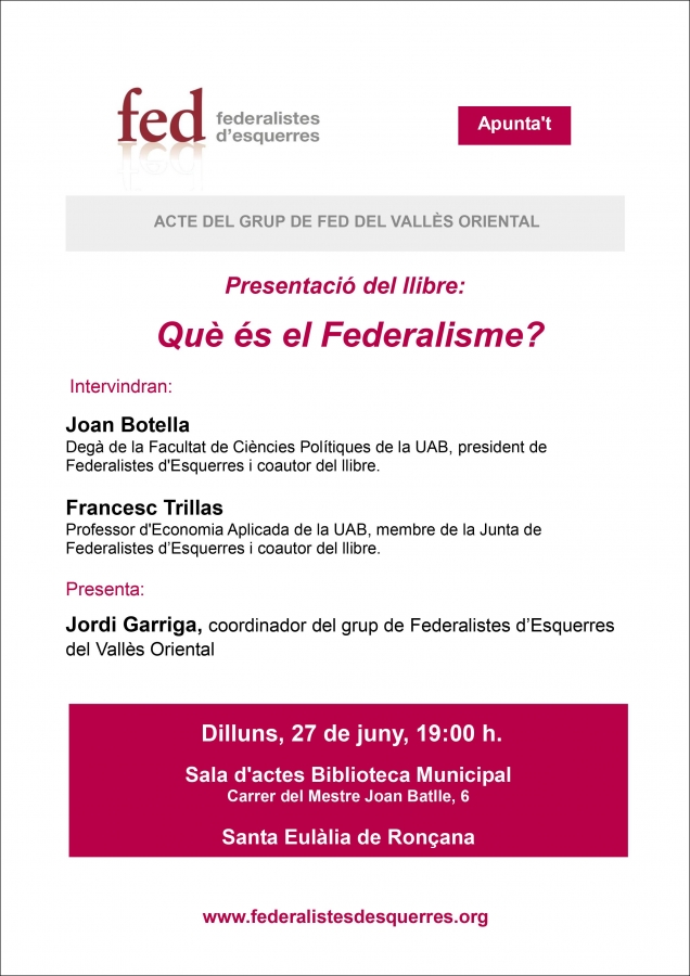 Presentació del llibre "Què és el federalisme?"