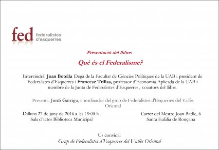 Presentació del llibre "Què és el federalisme?"