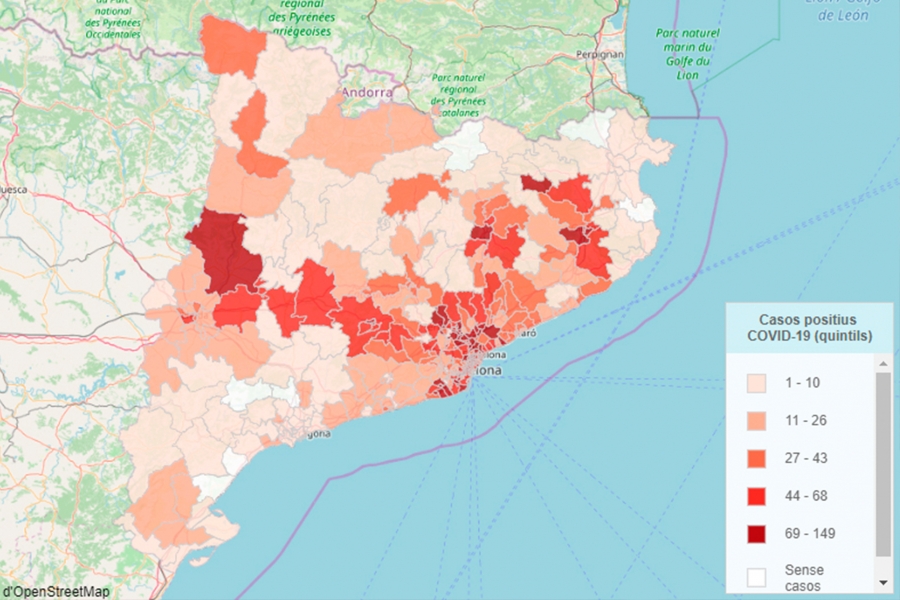 Mapa amb casos de coronavirus