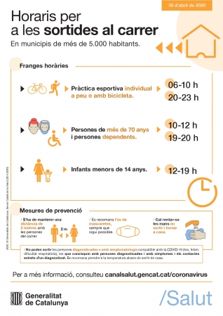 Horaris per a les sortides al carrer en municipis de més de 5.000 habitants