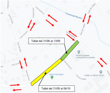 Mapa del desviament de carrers