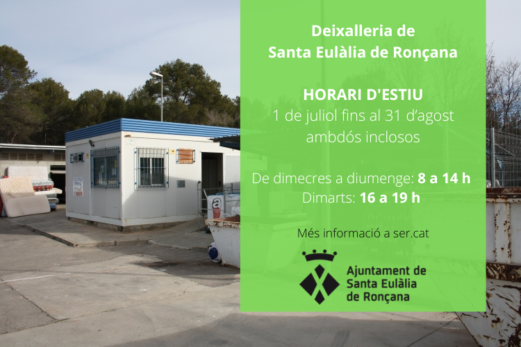 Horaris estiu Deixalleria 2022