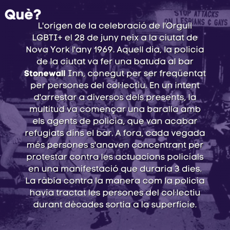 Què i perquè es celebra l'Orgull LGBTI+ 2