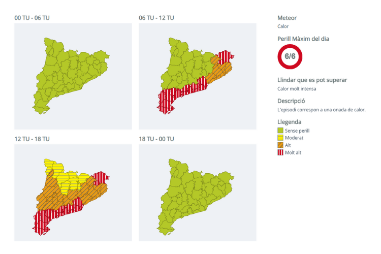 Avís per calor molt intensa