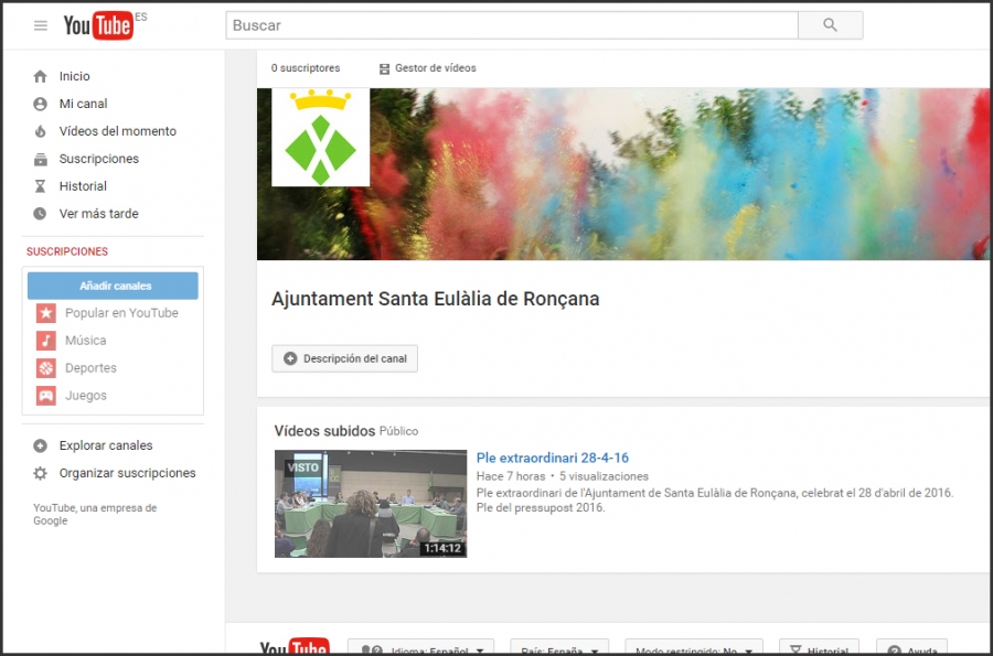 L'Ajuntament estrena canal de Youtube