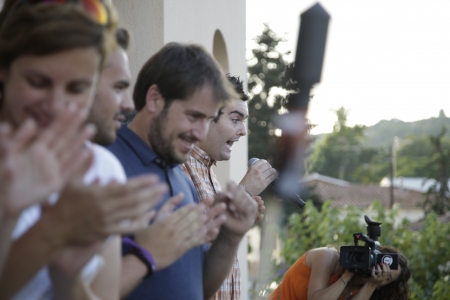 Un dels moments del pregó al balcó de l'Ajuntament