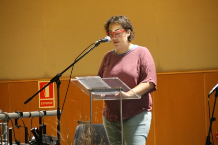 Lectura del manifest, amb la regidora de Cultura, Anna Montes